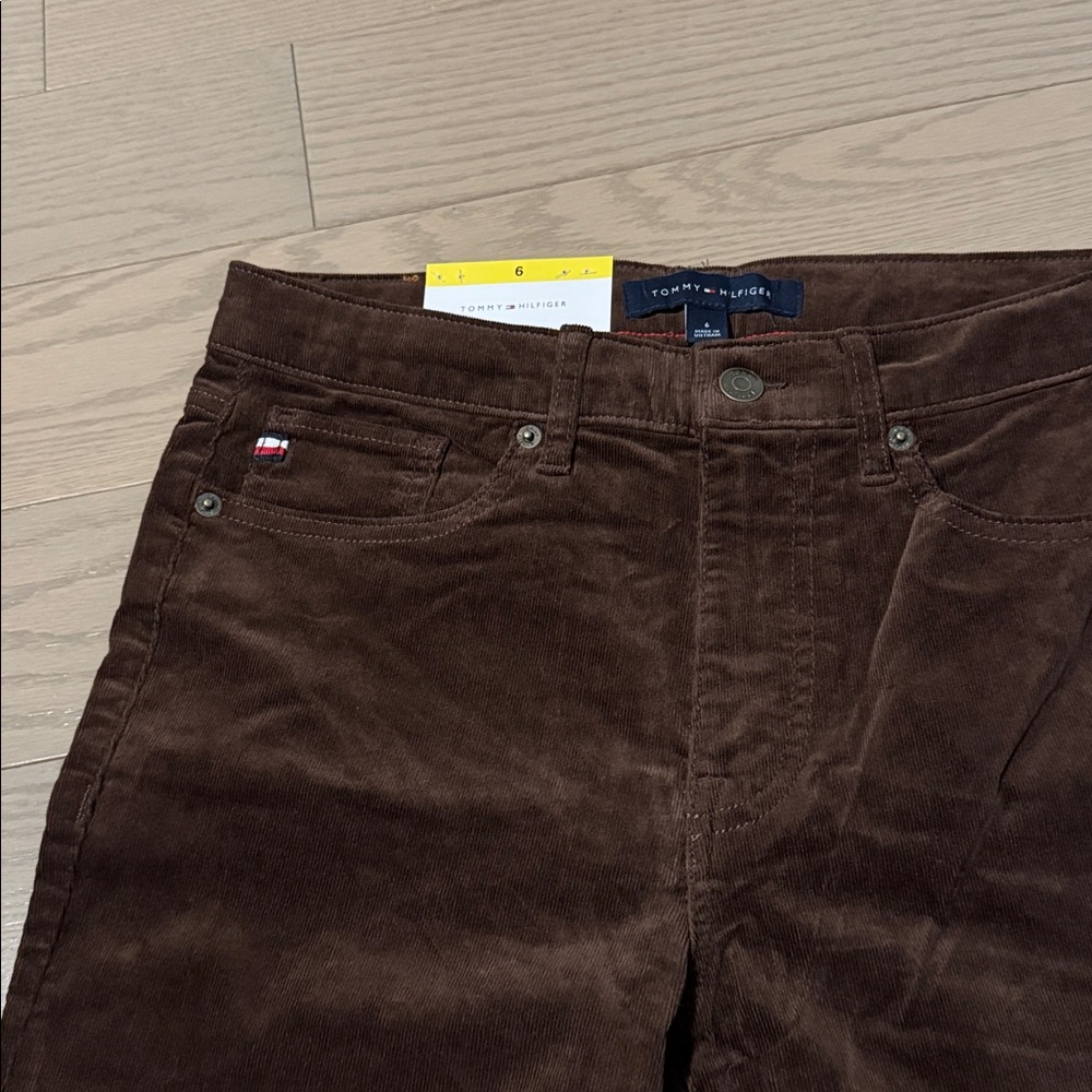 Size 6 TOMMY HILFIGER STRAIGHT-LEG CORDUROY PANTS - Tan - Picture 3 of 6